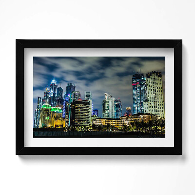 Obraz s rámem dekorativní Velké město v noci