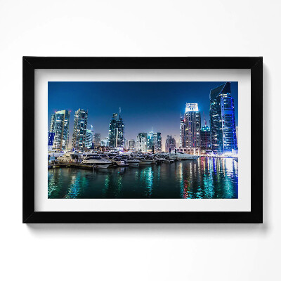 Obraz s rámem dekorativní Lodě ve městě v noci