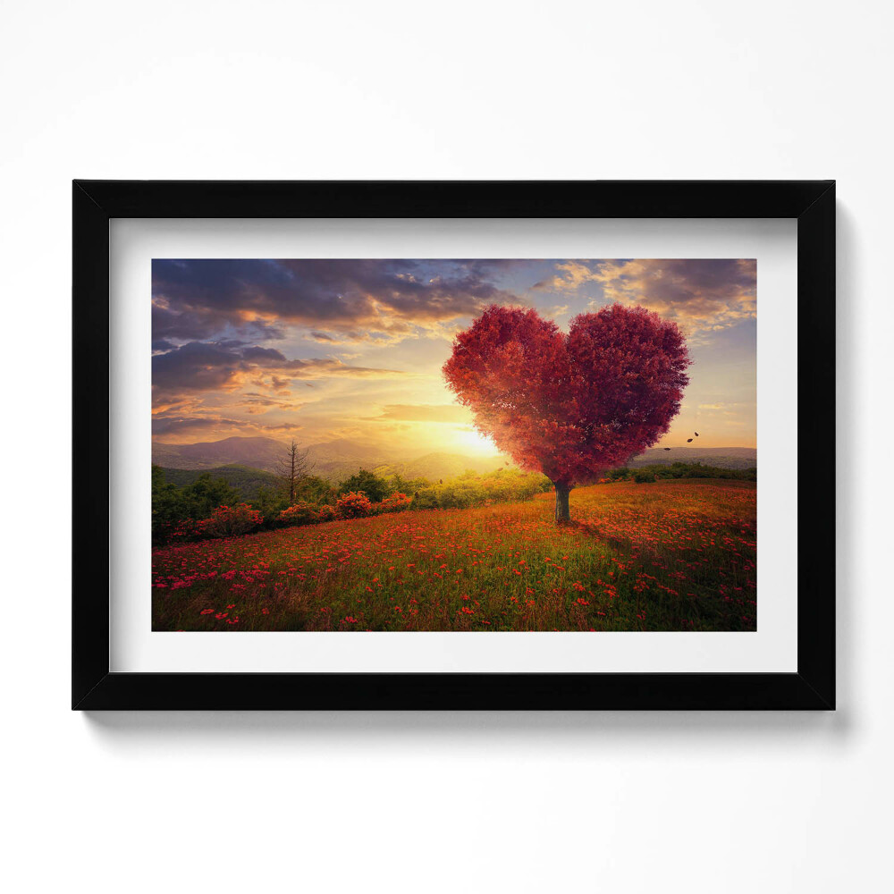 Obraz s rámem dekorativní Strom lásky ve tvaru srdce