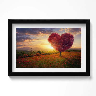 Obraz s rámem dekorativní Strom lásky ve tvaru srdce
