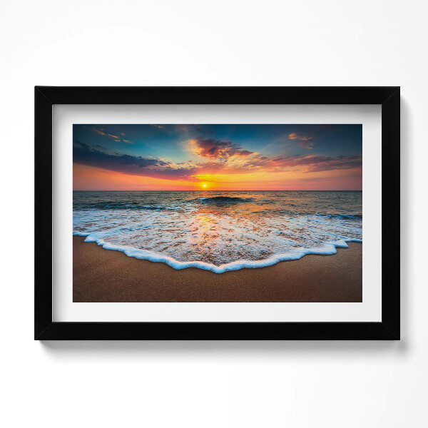 Obraz s rámem dekorativní Krajina zapadajícího slunce nad mořem