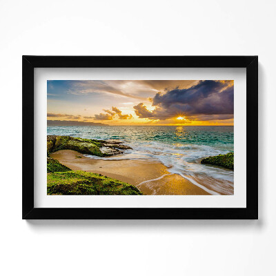 Obraz s rámem dekorativní Břeh pláže při západu slunce