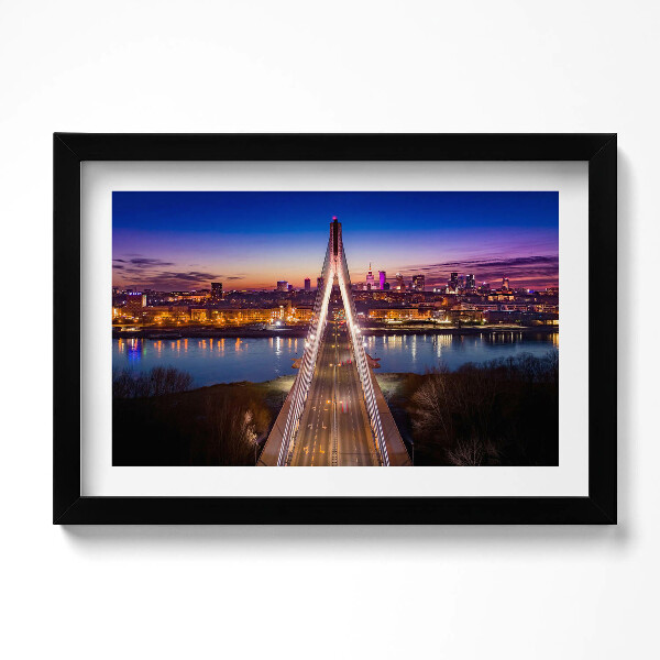 Obraz s rámem dekorativní Most a město večer