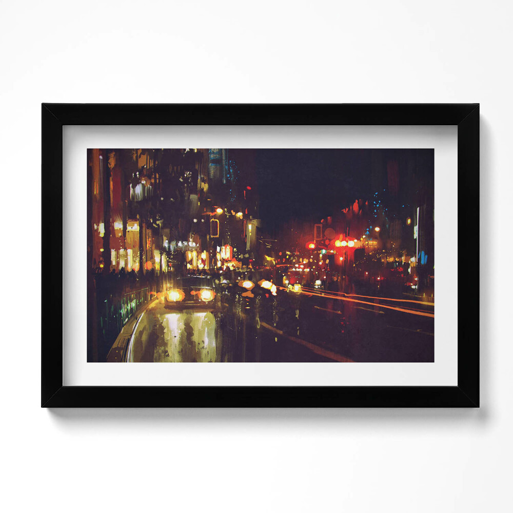 Obraz s rámem dekorativní Rozmazané malované město