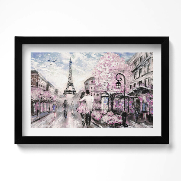 Obraz s rámem dekorativní Paříž a Eiffelova věž