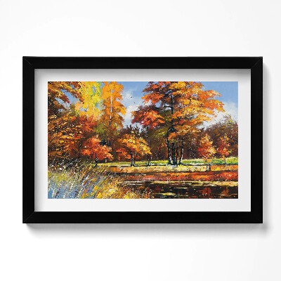 Obraz s rámem dekorativní Malovaný podzim a řeka