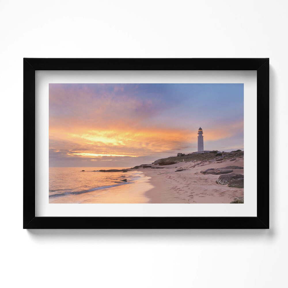 Obraz s rámem dekorativní Mořská krajina s pláží a majákem