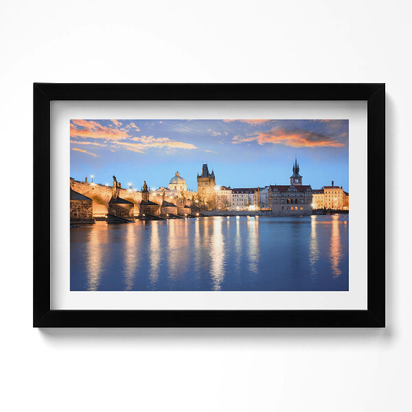 Obraz s rámem dekorativní Městská krajina ve večerních hodinách