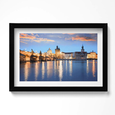 Obraz s rámem dekorativní Městská krajina ve večerních hodinách