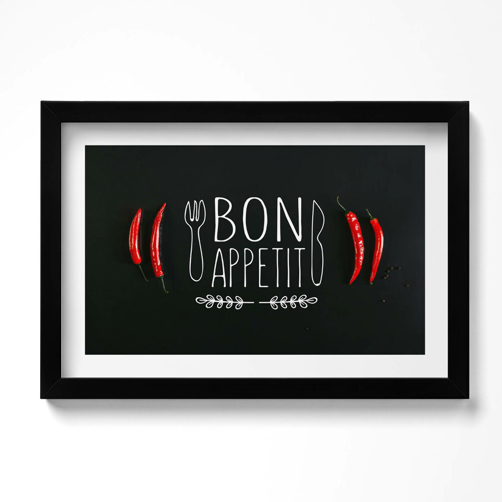 Obraz s rámem dekorativní Nápis dobrou chuť