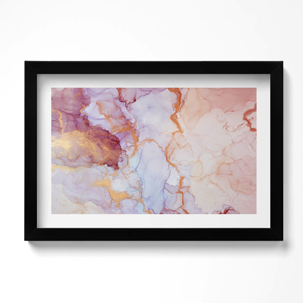 Obraz s rámem dekorativní Růžový a zlatý mramor