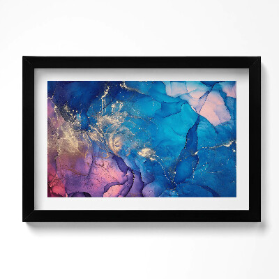 Obraz s rámem dekorativní Modrá abstrakce s růžovou