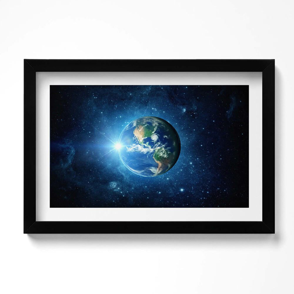 Obraz s rámem dekorativní NASA - Země, galaxie a slunce