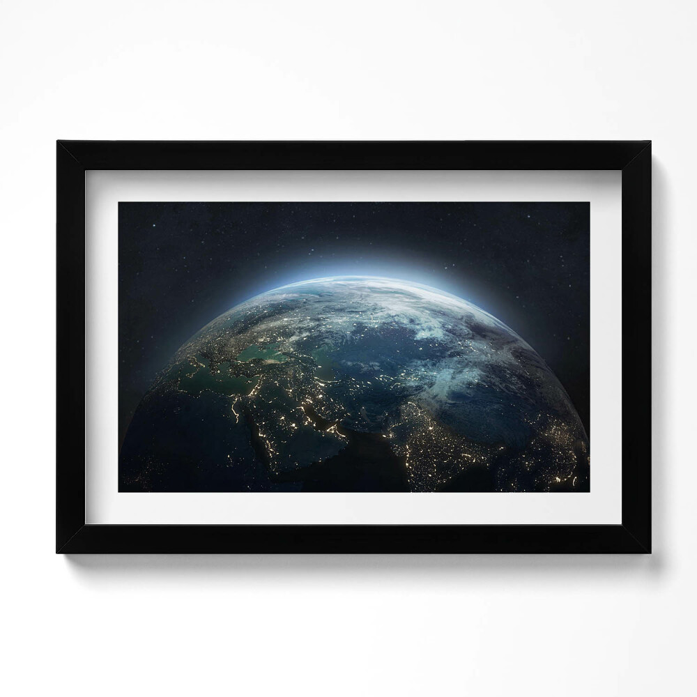 Obraz s rámem dekorativní Pohled na Zemi z vesmíru