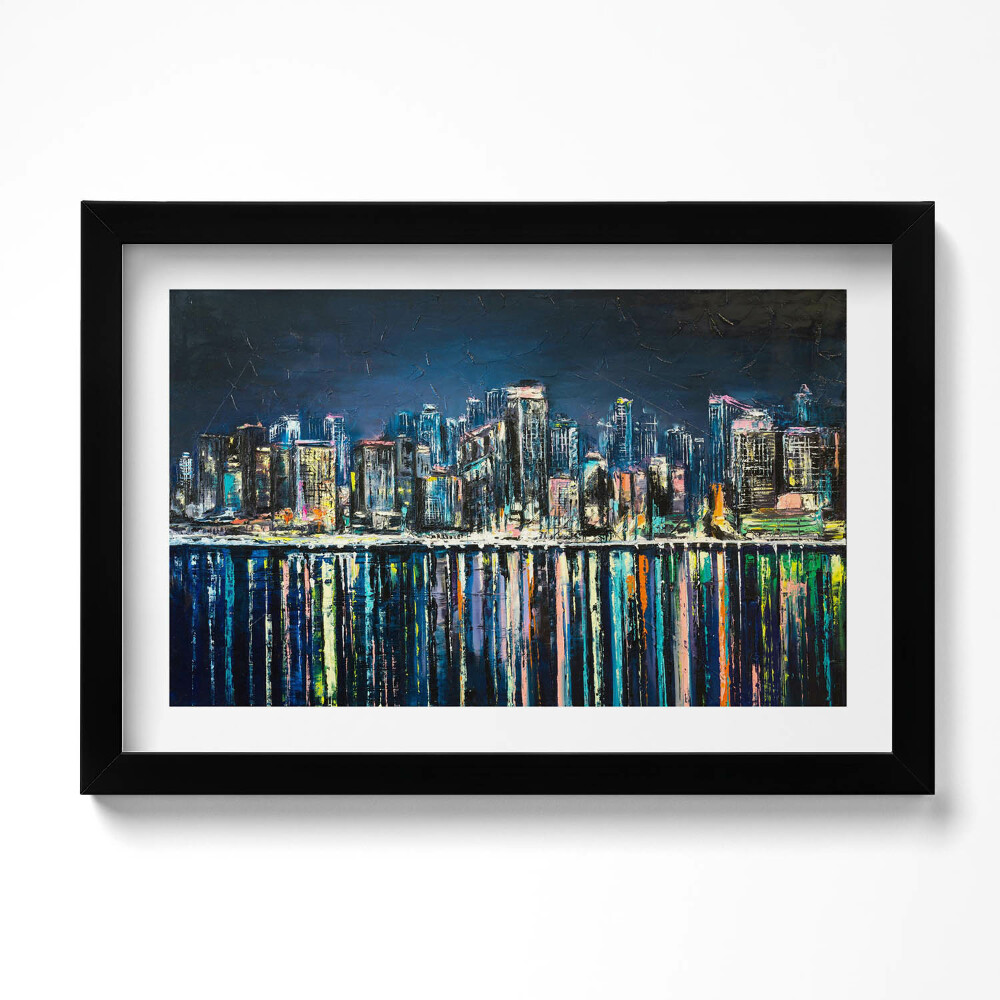 Obraz s rámem dekorativní Země květin - fantazie přímořského města