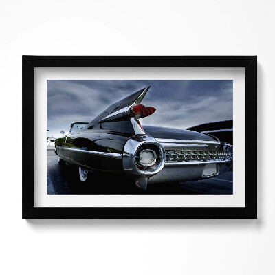 Obraz s rámem dekorativní Vintage černé auto Cadillac