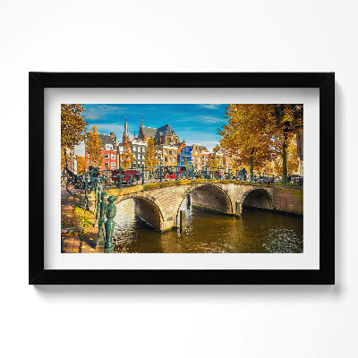Obraz s rámem dekorativní Podzimní blues Amsterdamu