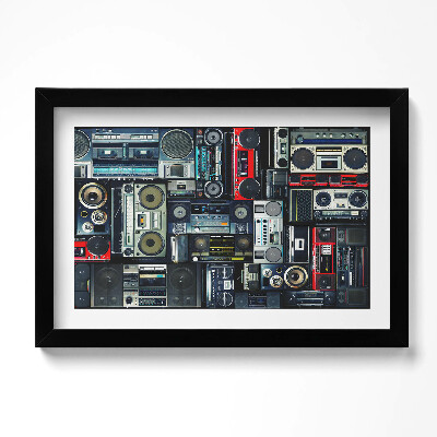 Obraz s rámem dekorativní Hudba - Vintage boombox