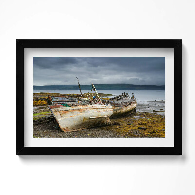 Obraz s rámem dekorativní Salen Bay a lodě