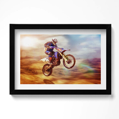 Obraz s rámem dekorativní Motocyklista v poušti