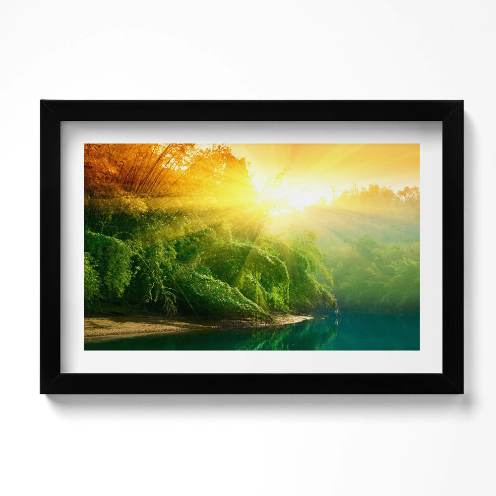 Obraz s rámem dekorativní Přírodní krajina na slunci