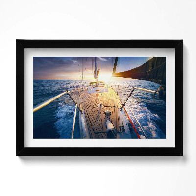 Obraz s rámem dekorativní Západ slunce na palubě plachetnice