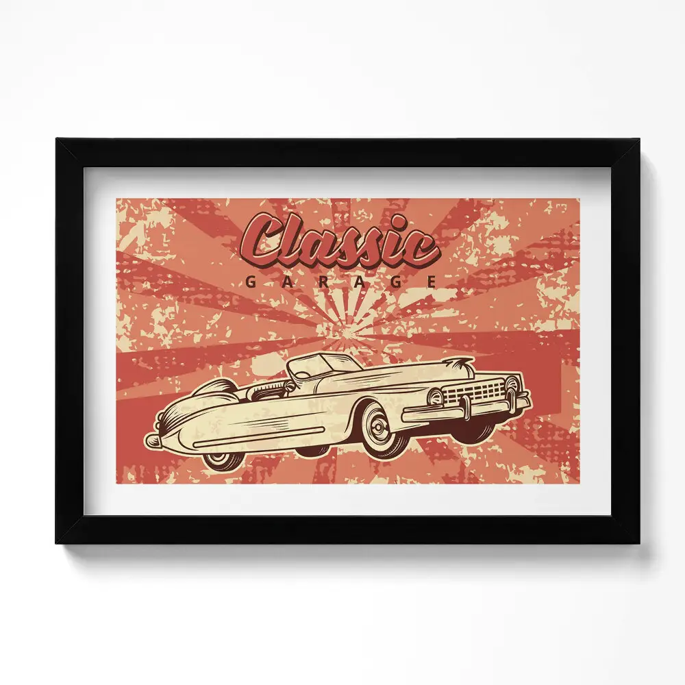 Obraz s rámem dekorativní Grunge Vintage Retro auto