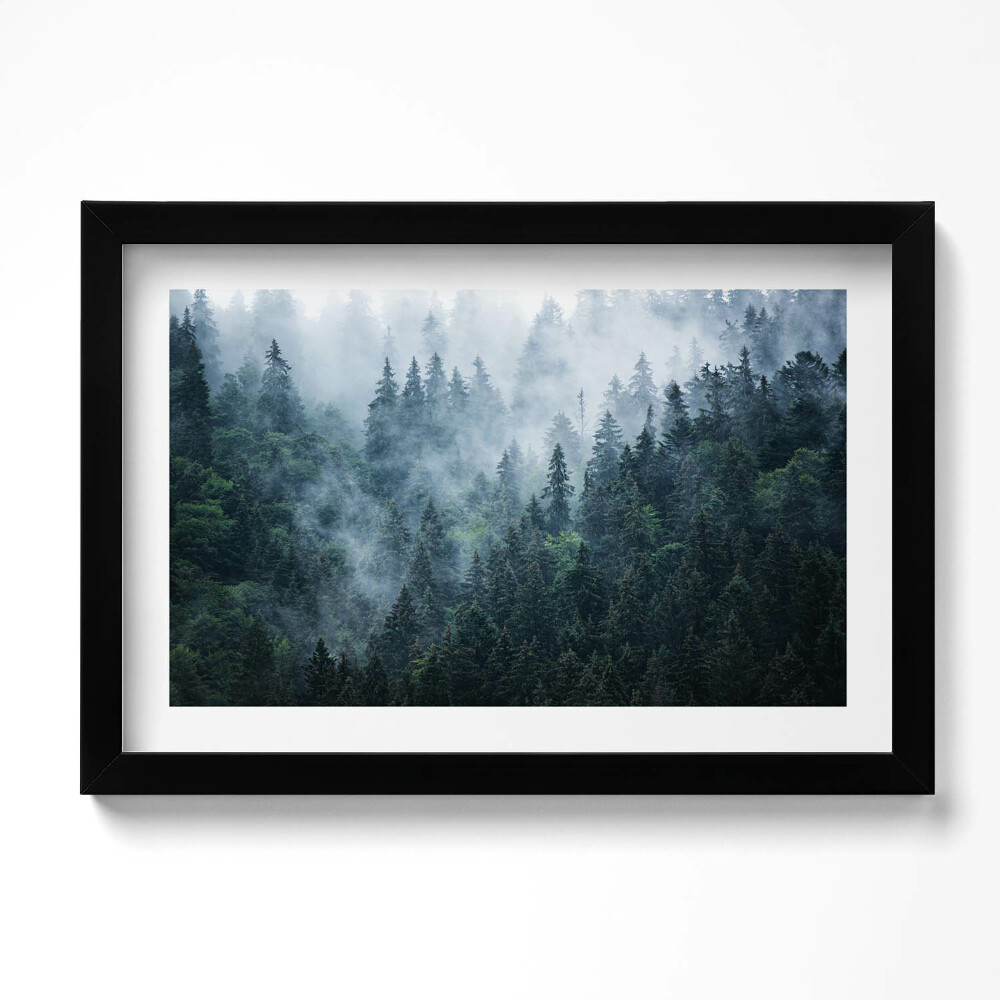 Obraz s rámem dekorativní Mlžné horské krajiny