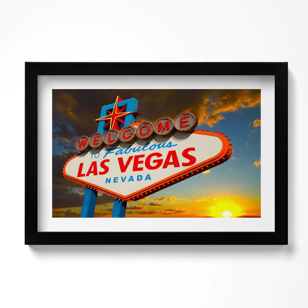 Obraz s rámem dekorativní Las Vegas znamení při západu slunce