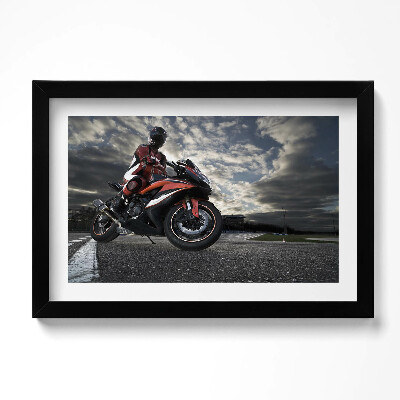 Obraz s rámem dekorativní Muž na motorce