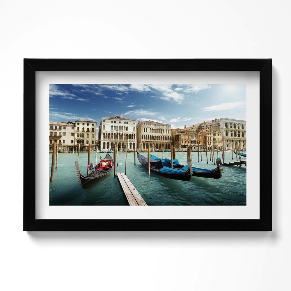Obraz s rámem dekorativní Gondoly Benátky Itálie