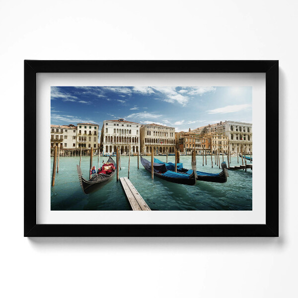 Obraz s rámem dekorativní Gondoly Benátky Itálie