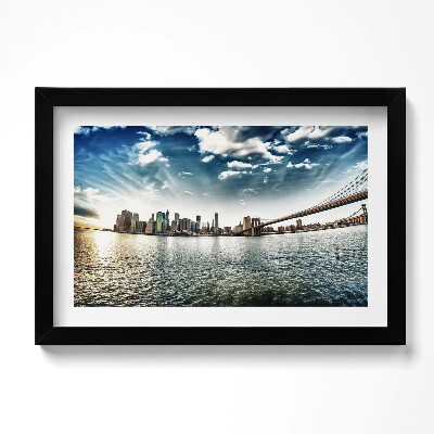 Obraz s rámem dekorativní Město a Brooklynský most