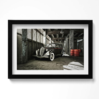 Obraz s rámem dekorativní Klasické auto ve staré továrně