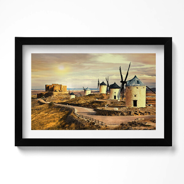 Obraz s rámem dekorativní Cosuegra větrné mlýny