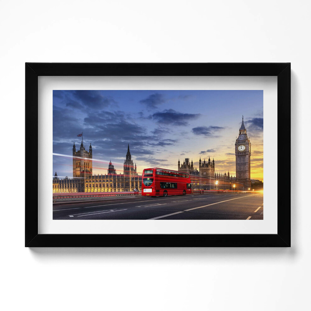 Obraz s rámem dekorativní Červený autobus v Londýně