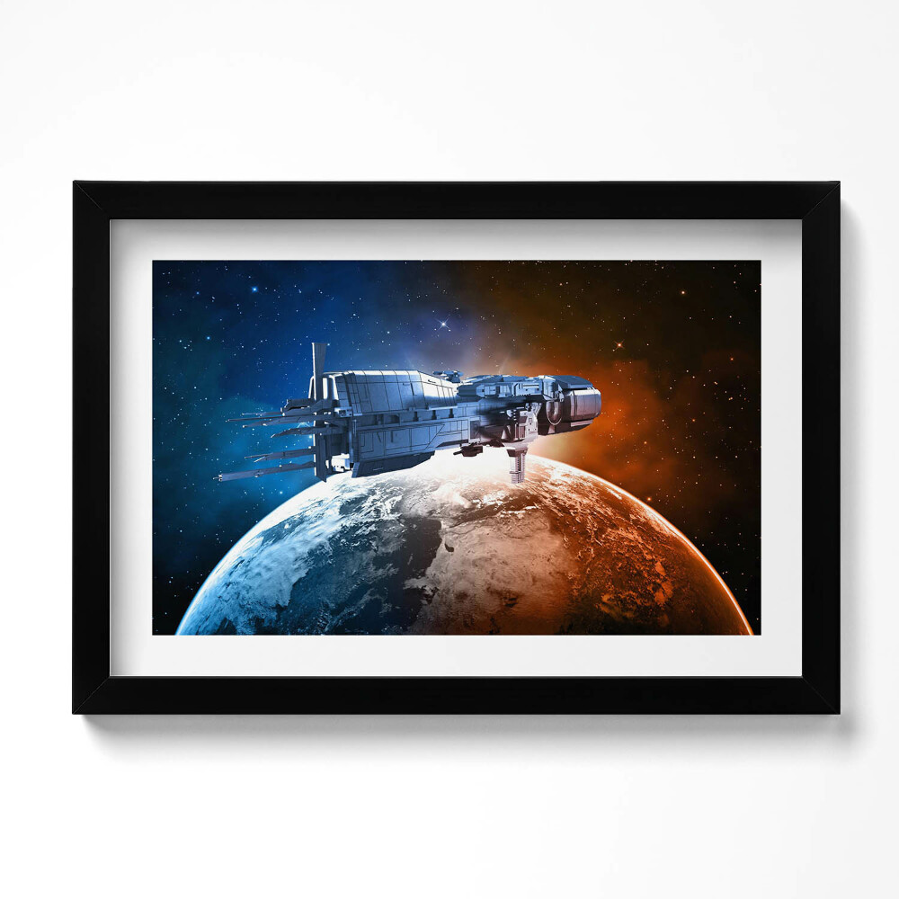 Obraz s rámem dekorativní Kosmická loď