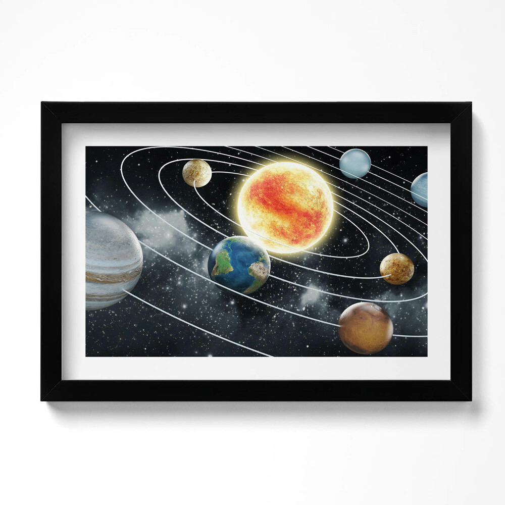 Obraz s rámem dekorativní Sluneční soustava