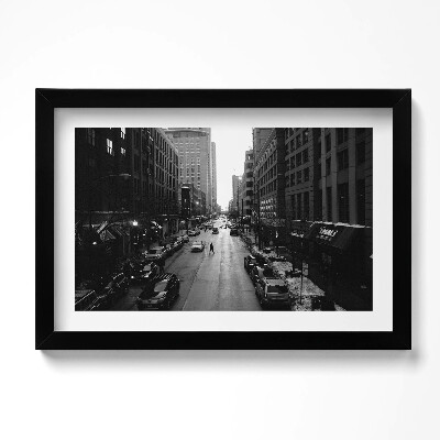 Obraz s rámem dekorativní Černobílé ulice Chicaga