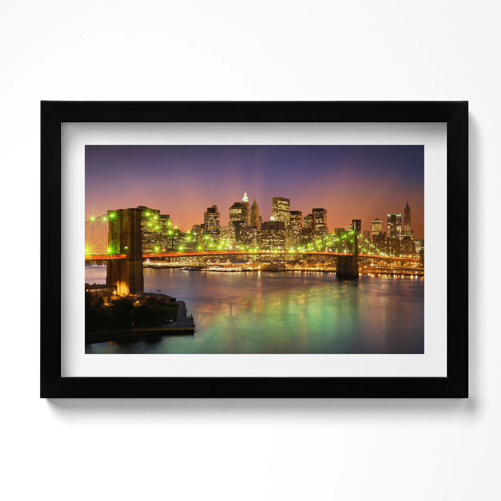 Obraz s rámem dekorativní Brooklynský most v noci