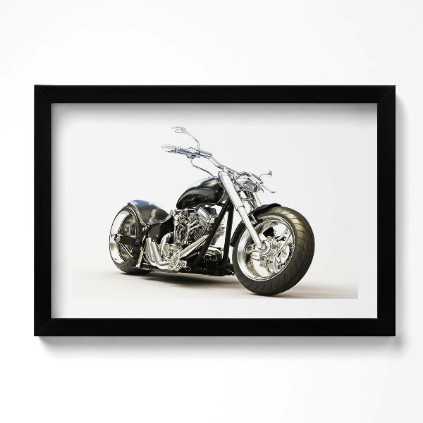 Obraz s rámem dekorativní Černá motorka