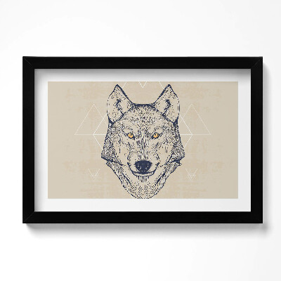 Obraz s rámem dekorativní Vlčí hlava