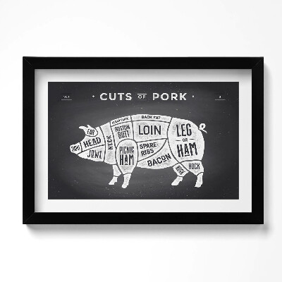 Obraz s rámem dekorativní Prase - vepřový řezník plakát