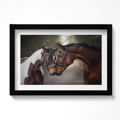Obraz s rámem dekorativní Portrét koní v lese