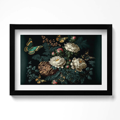 Obraz s rámem dekorativní Botanický květinový vzor