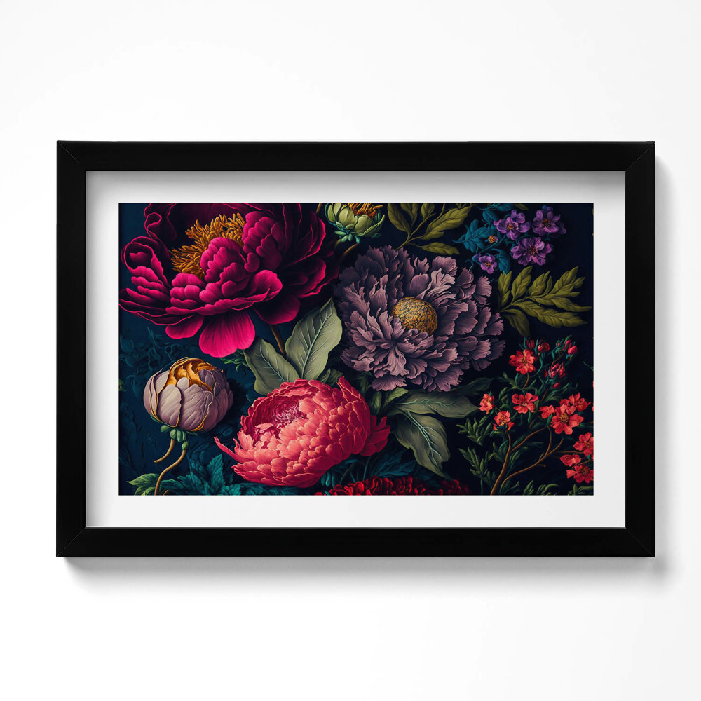 Obraz s rámem dekorativní Vintage kytice botanických květin