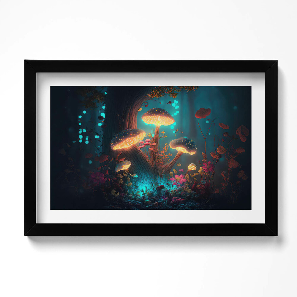 Obraz s rámem dekorativní Lesní a kouzelné houby