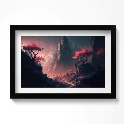 Obraz s rámem dekorativní Magický les a hory