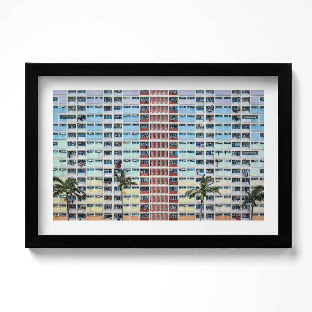 Obraz s rámem dekorativní Barevná budova Hong Kong