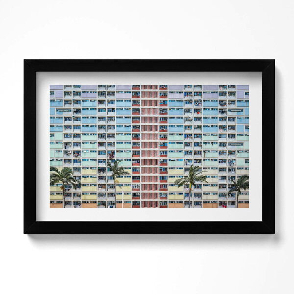 Obraz s rámem dekorativní Barevná budova Hong Kong